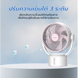 BENKA พัดลมตั้งโต๊ะชาร์จไฟแบบพกพา ขนาด 9 นิ้ว รุ่น KN-L2829 สีชมพู