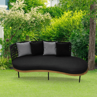 SUMMER SET โซฟา outdoor อลูมิเนียม 2ที่นั่ง KULA ขนาด 185x76x80 ซม. สีดำ