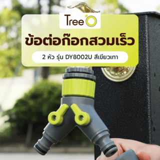 Tree’O Plus ข้อต่อก๊อกสวมเร็ว 2หัว รุ่น DY8002U สีเขียวเทา