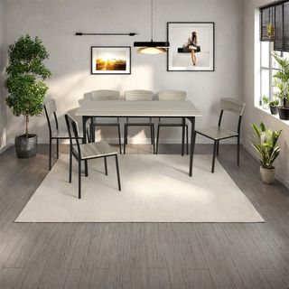 Delicato ชุดโต๊ะอาหาร 6 ที่นั่ง รุ่น Kuro โต๊ะ:140X80X76ซม. เก้าอี้:44x45x82.4ซม. สีน้ำตาลเข้ม