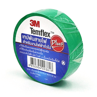 3M เทปพันสายไฟ 3/4นิ้วx10ฟุต #1512 รุ่น TEMFLEX PLUS สีเขียว
