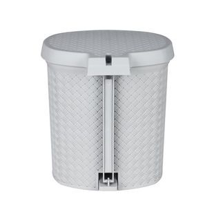 ICLEAN ถังขยะเหยียบทรงกลมลายสาน 6.5 ลิตร รุ่น TG51839G ขนาด 24.5x23.5x26.5 ซม. สีเทา