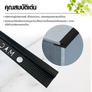 MAC คิ้วกระเบื้องอลูมิเนียม แบบโค้ง ขนาด 8 มม. ยาว 2 เมตร รุ่นDS-04-MB สีดำด้าน 