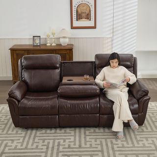  PULITO เก้าอี้พักผ่อนหนังแท้ปรับระดับไฟฟ้า 3 ที่นั่ง รุ่น Zander ขนาด 227x99.5x104 ซม. สีน้ำตาลเข้ม