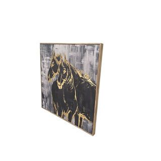 COZY ภาพพิมพ์แคนวาสพร้อมกรอบ ม้ามงคลฟรอยทอง 80x80x3.8ซม. POLI-A02