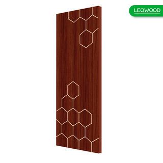 LEOWOOD ประตูไม้เคลือบเมลามีน DoorX Platinum ลาย 3 ขนาด 80x200 ซม. สีมะฮอกกานี