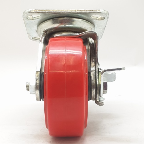 KAMPER ลูกล้อโพลียูรีเทน (PU) แป้นหมุน - มีเบรค รุ่น 1054-125B 5 นิ้ว