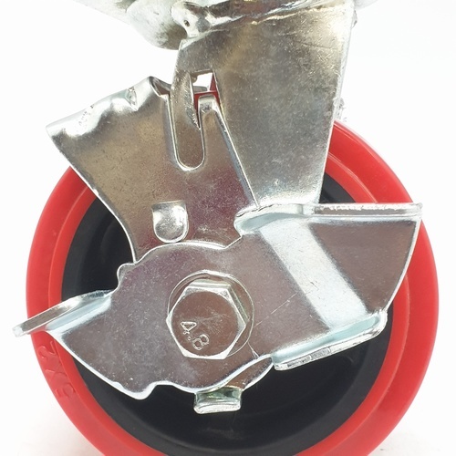 KAMPER ลูกล้อโพลียูรีเทน (PU) แป้นหมุน - มีเบรค รุ่น 1054-125B 5 นิ้ว