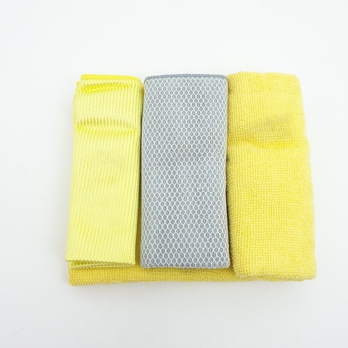 ชุดผ้าเช็ดรถ RS08-P021 สีเหลือง (3 ชิ้น  แพ็ค)