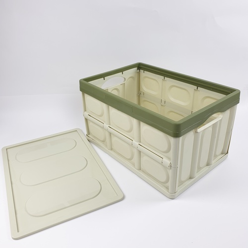 GOME กล่องเก็บของพับเก็บได้ พร้อมฝาปิด 30ลิตร  ขนาด 30×43×23 ซม. รุ่น TZ02 สีเขียวอ่อน