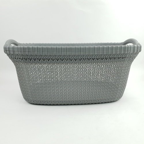 SAKU ตะกร้าผ้าพลาสติกมีหู 37ลิตร ขนาด 58x40x27.5ซม. รุ่น TG51159 สีเทา