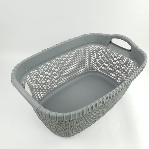 SAKU ตะกร้าผ้าพลาสติกมีหู 37ลิตร ขนาด 58x40x27.5ซม. รุ่น TG51159 สีเทา