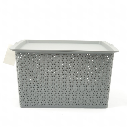 SAKU ตะกร้าพลาสติกมีฝา 35ลิตร ขนาด 42x36x25ซม. รุ่น TG54723B สีเทา