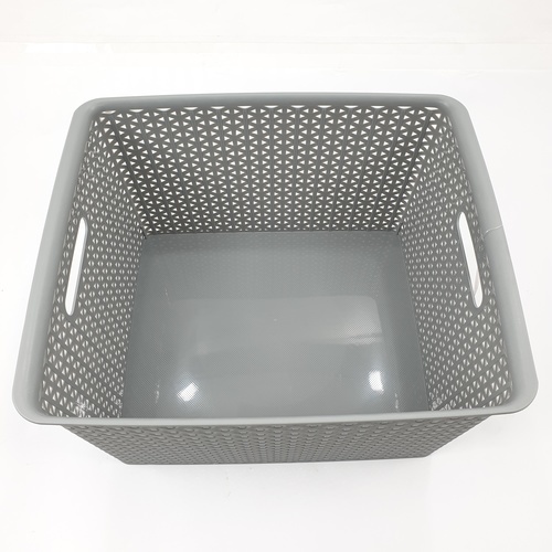 SAKU ตะกร้าพลาสติกมีฝา 35ลิตร ขนาด 42x36x25ซม. รุ่น TG54723B สีเทา