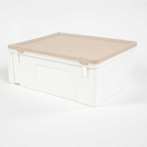 SAKU กล่องรองเท้าฝาหน้า ขนาด 34x23.5x14ซม. รุ่น TG54959 สีเบจ