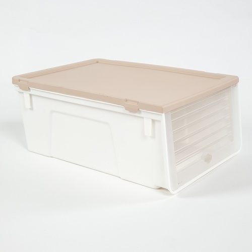 SAKU กล่องรองเท้าฝาหน้า ขนาด 34x23.5x14ซม. รุ่น TG54959 สีเบจ