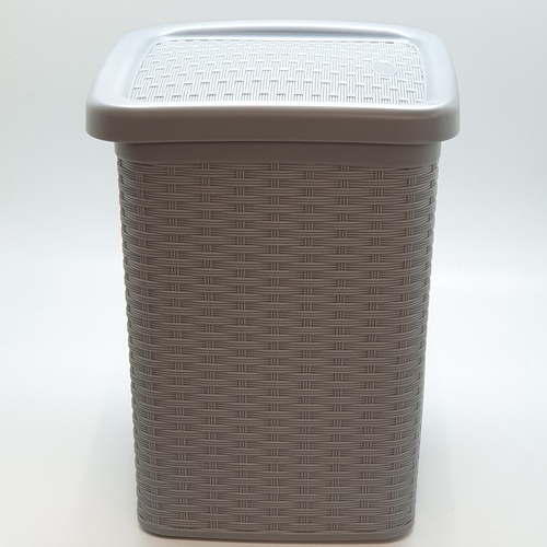 ICLEAN ถังขยะเหยียบเหลี่ยมลายสาน 10 ลิตร ขนาด 24.5x24.5x32ซม. รุ่น TG54603 สีเทา