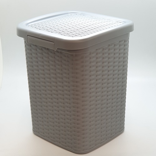 ICLEAN ถังขยะเหยียบเหลี่ยมลายสาน 10 ลิตร ขนาด 24.5x24.5x32ซม. รุ่น TG54603 สีเทา
