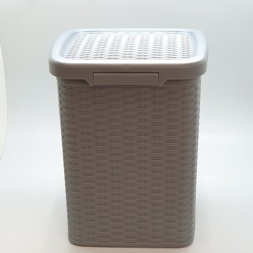 ICLEAN ถังขยะเหยียบเหลี่ยมลายสาน 10 ลิตร ขนาด 24.5x24.5x32ซม. รุ่น TG54603 สีเทา