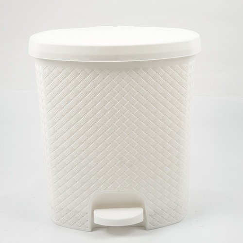 ICLEAN ถังขยะเหยียบทรงกลมลายสาน 13 ลิตร ขนาด 29.5x28.5x32.2ซม. รุ่น TG51840 สีขาว