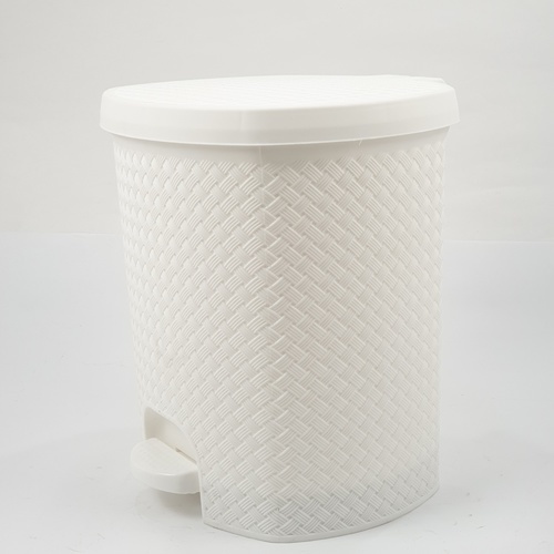 ICLEAN ถังขยะเหยียบทรงกลมลายสาน 13 ลิตร ขนาด 29.5x28.5x32.2ซม. รุ่น TG51840 สีขาว