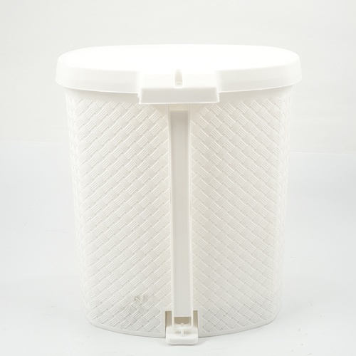ICLEAN ถังขยะเหยียบทรงกลมลายสาน 13 ลิตร ขนาด 29.5x28.5x32.2ซม. รุ่น TG51840 สีขาว