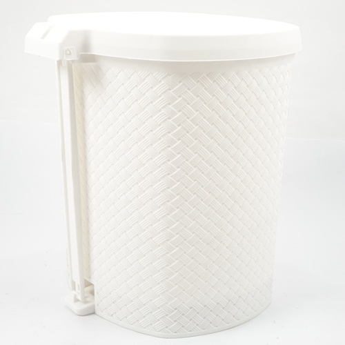 ICLEAN ถังขยะเหยียบทรงกลมลายสาน 13 ลิตร ขนาด 29.5x28.5x32.2ซม. รุ่น TG51840 สีขาว