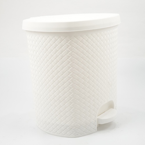 ICLEAN ถังขยะเหยียบทรงกลมลายสาน 13 ลิตร ขนาด 29.5x28.5x32.2ซม. รุ่น TG51840 สีขาว