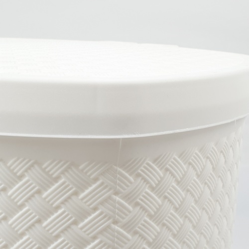 ICLEAN ถังขยะเหยียบทรงกลมลายสาน 13 ลิตร ขนาด 29.5x28.5x32.2ซม. รุ่น TG51840 สีขาว