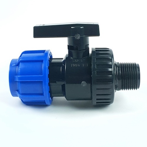 Tree’O วาล์วพร้อมข้อต่อแรงดันเกลียวนอก PN8 32x1