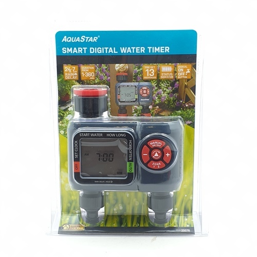 Aquarstar เครื่องตั้งเวลารดน้ำระบบดิจิตอล 2ทาง รุ่น 25576
