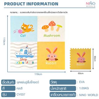NINO WORLD ชุดแผ่นปูพื้นจิ๊กซอว์ รุ่น CY037  (4 แผ่น) ขนาด 60x60x1.2 ซม. คละสี