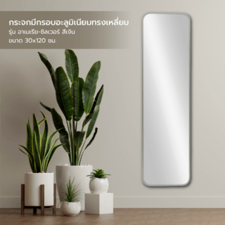 Nice กระจกมีกรอบอะลูมิเนียมทรงเหลี่ยม รุ่น อาเมเรีย-ซิลเวอร์ ขนาด 30x120 ซม. สีเงิน 