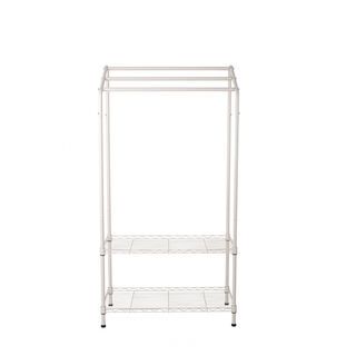 SAKU ราวพาดผ้าเหล็กพร้อมชั้นวาง 2 ชั้น FW-901372C ขนาด 70x35x135 ซม. สีเบจ