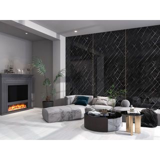 GREAT WOOD บอร์ด SPC ลายหินอ่อนเคลือบ UV รุ่น JF122025-UV-KL8231-2 ขนาด 1220x2440x2.5mm สีดำ