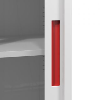 SMITH  ตู้เก็บเอกสารแบบกระจกบานเลื่อน  รุ่น Artie ขนาด 40x90x90ซม. สีขาว-แดง