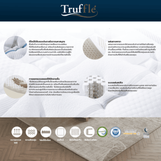 Truffle ที่นอนพ็อกเก็ตสปริงเสริมยางพารา รุ่น Petunia ขนาด 180x200x29 ซม. (6ฟุต) สีขาว-น้ำเงิน