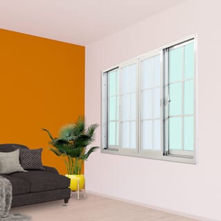 WELLINGTAN หน้าต่างอะลูมิเนียมลายกริด บานเลื่อน FSSF G-WGW2411 240x110ซม. สีขาว พร้อมมุ้ง