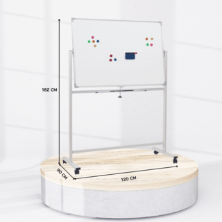 Smith กระดานไวท์บอร์ดขาตั้ง 2 หน้า รุ่น DBS1290 ขนาด 90x120x182 ซม. สีขาว