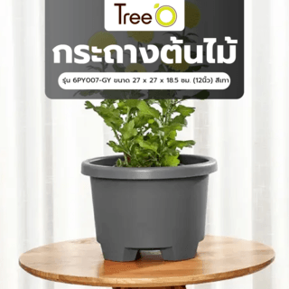 Tree  O กระถางต้นไม้ รุ่น 6PY007-GY ขนาด 27 x 27 x 18.5 ซม. (12นิ้ว) สีเทา