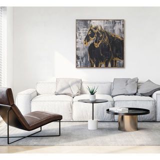 COZY ภาพพิมพ์แคนวาสพร้อมกรอบ ม้ามงคลฟรอยทอง 80x80x3.8ซม. POLI-A02