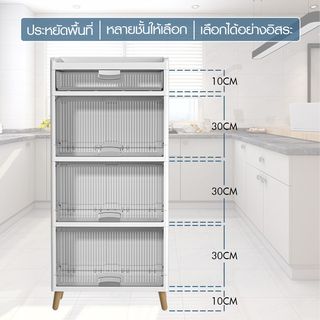 GOME ตู้บานเปิด 4 ชั้น ขาไม้ RMIER 7056-5 ขนาด 58x35x125.5 ซม. สีขาว