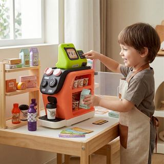 TOYS ของเล่นเครื่องแคชเชียร์คิดเงินพร้อมอุปกรณ์กาแฟ รุ่น GJJ-H-94 ขนาด 46x13x27.5 ซม. คละสี