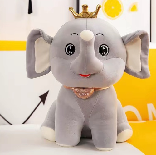 KOJI ตุ๊กตาช้างน้อยใส่มงกุฎแบบนั่ง รุ่น KOJI-02 ขนาด30x35ซม.