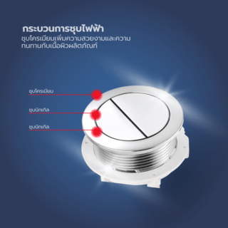 Verno ชุดปุ่มกดชำระทรงกลม 2 ระบบ รุ่น PQS-C4821HS  ขนาด 48 มม. 