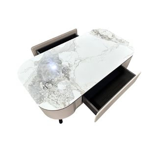 DELICATO โต๊ะกลางหน้าท็อปหินอ่อน รุ่น ZENO ขนาด 130x70x40 ซม. สีเทามิสต์เกรย์ 