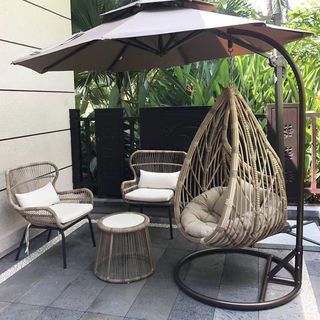 SUMMER SET ชิงช้ารังนก รุ่น WIDEE ขนาด 105x75x204 ซม. สีเบจ (1/3)