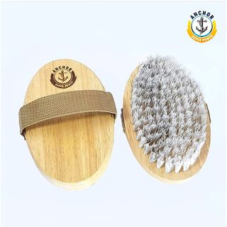 ตราสุนัข แปรงขัดพื้นทรงรูปไข่ ขนแปรงผสมทองเหลือง ขนาด 9.7x15.5x3.5 ซม. รุ่น 091301