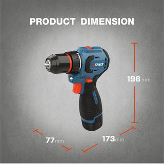 SENIX สว่านไร้สาย Brushless 10 มม. 16.8V(Max) (พร้อมแบตเตอรี่  2.0Ah 2 ก้อน) รุ่น PDDS4-M-EU สีน้ำเงิน - ดำ