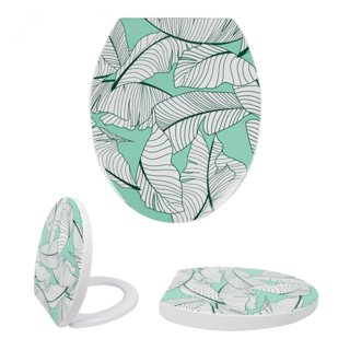 Verno ฝารองนั่งโถสุขภัณฑ์ V shape Soft close รุ่น โอลีฟ BSS0028A ลายใบไม้ สีเขียว